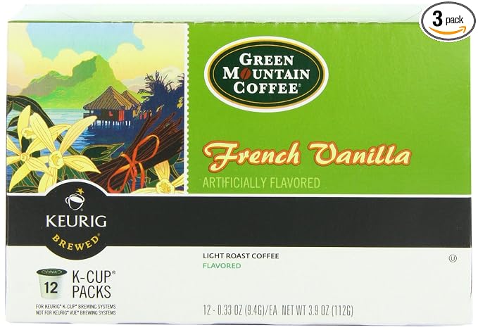 Green mountain coffee french vanilla Light roasted coffee k-cup 12ct (099555088328)