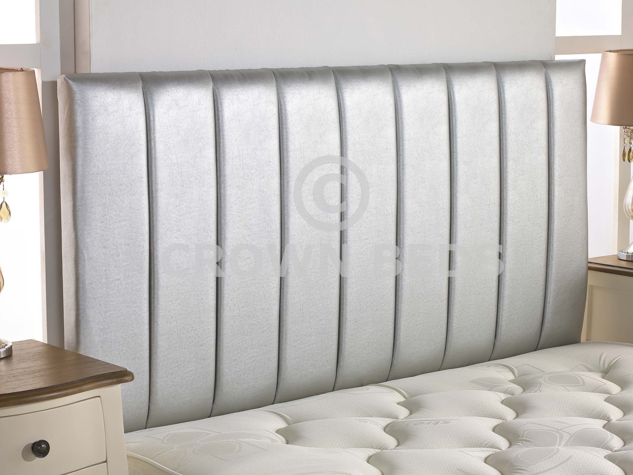 CROWNBEDSUK QUALITY APOLLO FAUX LEATHER HEADBOARD (silver, 3ft single)