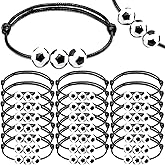 Aoocoeo 30PCs Sport Theme Charm Bracelets with Soccer Baseball Basketball Softball Beads Bracelet Sport Party Favors Adjustable Inspirational Bracelets