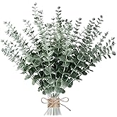 Sggvecsy 36pcs Eucalyptus Stems Decor Artificial Eucalyptus Leaves Faux Eucalyptus Stems Real Touch Fake Greenery Branches for Wedding Flower Bouquet Centerpiece Home Office Decoration