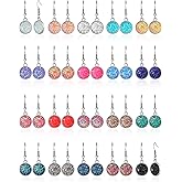 Hicarer 20 Pairs Faux Druzy Drop Earrings Colorful Simulated Stone Dangle Rainbow Crystal Druzy Earrings for Women Wedding(Round Shape Style)