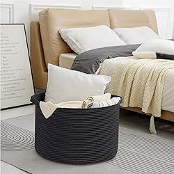 MEGASKET Large Black Blanket Basket, 22" X 22" X