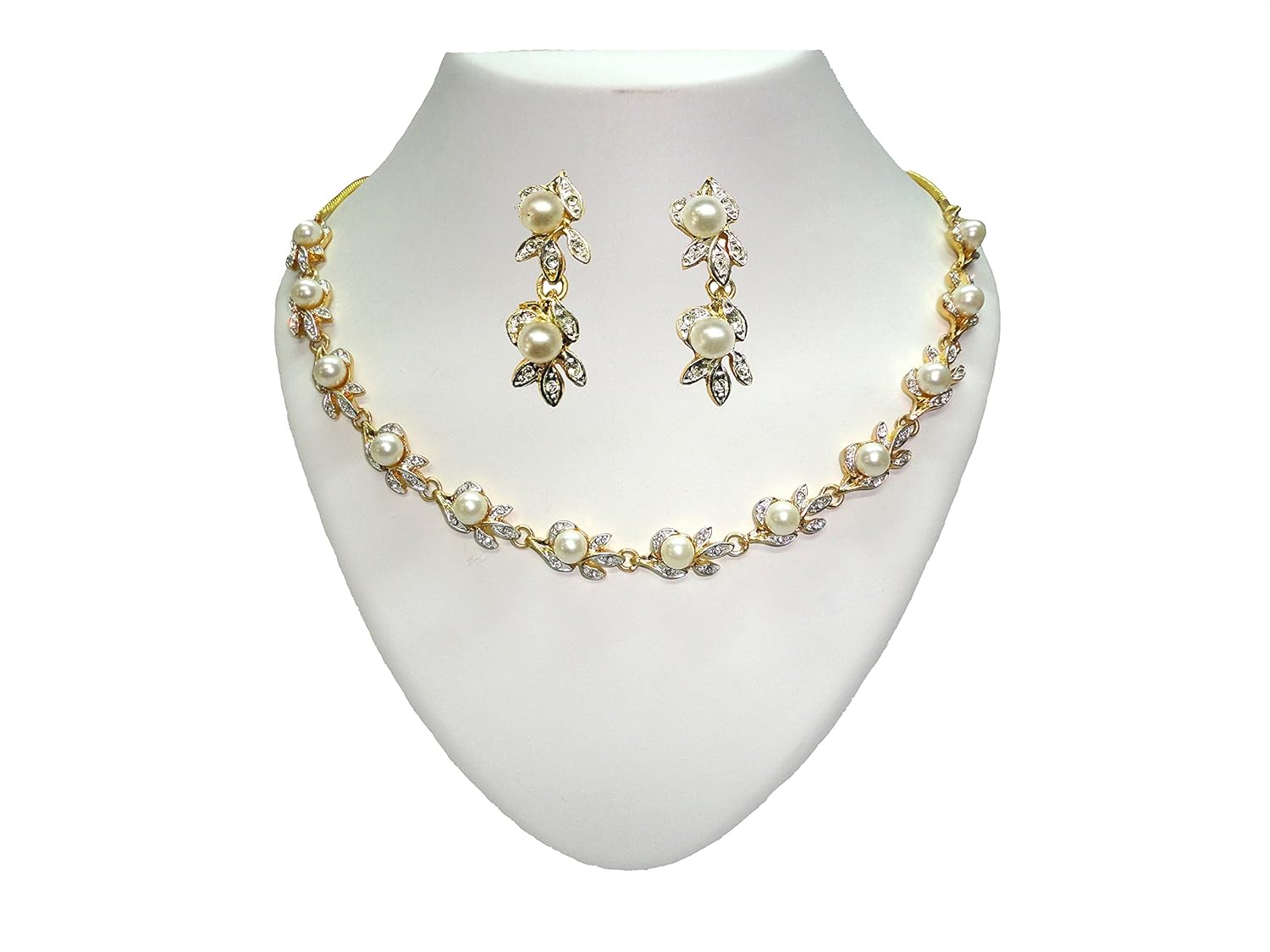sempre of london white pearl sleek neckalce set for women
