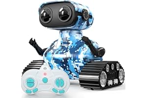 AOVIKOOD Rechargeable Robot Toy for Boys | RC Remote Control with LED Eyes, Dance Moves, Music | Gifts for Kids Age 3 4+ Boost Imagination and Motor Skills(Navy Blue)