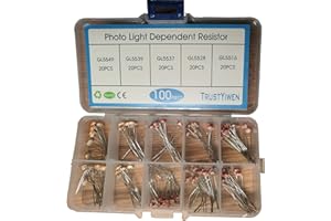 100PCS 5mm Photoresistor Photo Light Sensitive Resistor Assortment Kit (GL5516 /GL5528 /GL5537 /GM5539 /GL5549)(LDR Photo Res