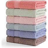 QAJ 6 Pack Hand Towel Set, 16 by 25 inches, 100% Cotton Ultra Soft and Highly Absorbent, Quick Drying, for Hotels, Spa, Bathroom