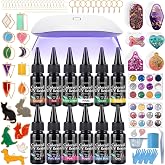All-Inclusive Keychain Making Kit, 12-Color UV Resin,DIY Craft Decor | Silicone Keychain Molds, UV Light, Open Bezels, Glitter &amp; Sequins, Jewelry Making Kit for Beginners