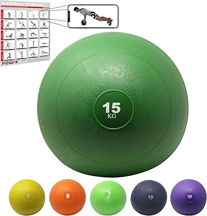 POWRX Slam Ball Balón Medicinal 15 kg - Ideal para Ejercicios de ...