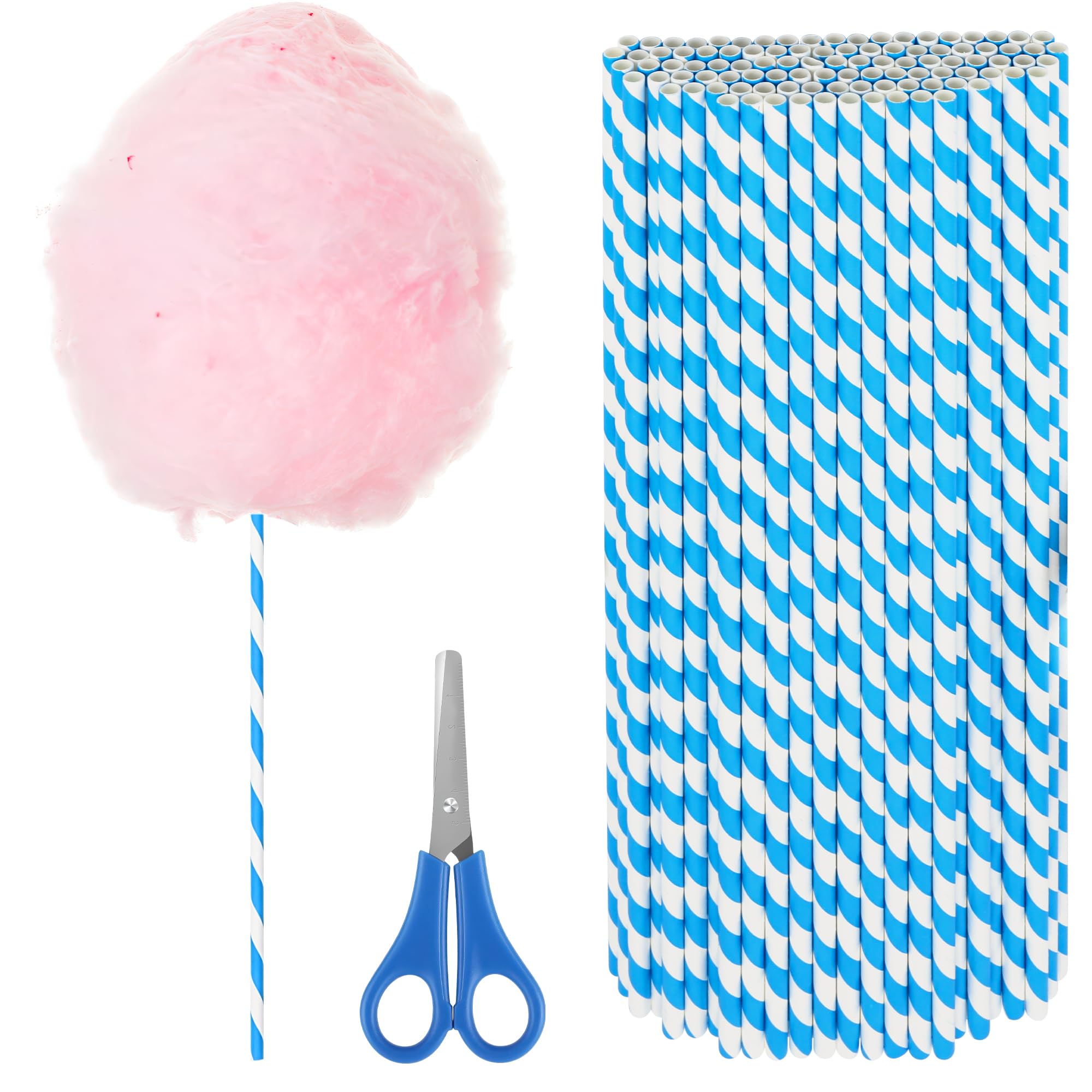 Photo 1 of 100 PCS Cotton Candy Sticks Blue, Anglecai 13.8 Inch Cotton Candy Cones Straw Paper Candies Supplies for Birthday, Party, Weddings, Candy Making1073344919
