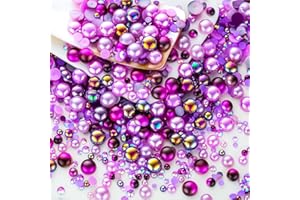 MYYKO 60g Purple Flat Back Pearls Rhinestones for Crafts Mixed Size 3mm-10mm AB Color Round Half Pearls Flatback Pearl Beads and Resin Rhinestones Set for Face Art with Gel