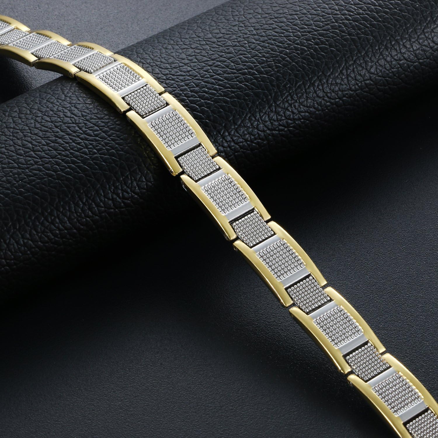 Oidea Mens Stainless Steel Health Magnetic Exquisite Bangle Bracelet Silver and Gold Two Tone,8.4 Inch - Image 4