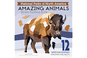 National Parks of North America Amazing Animals Sticker Painting Book: 12 Super Fun Paintings (Design Originals) Bison, Bear, Humpback Whale, Moose, Puffin, and More, with Up to 80 Stickers per Design