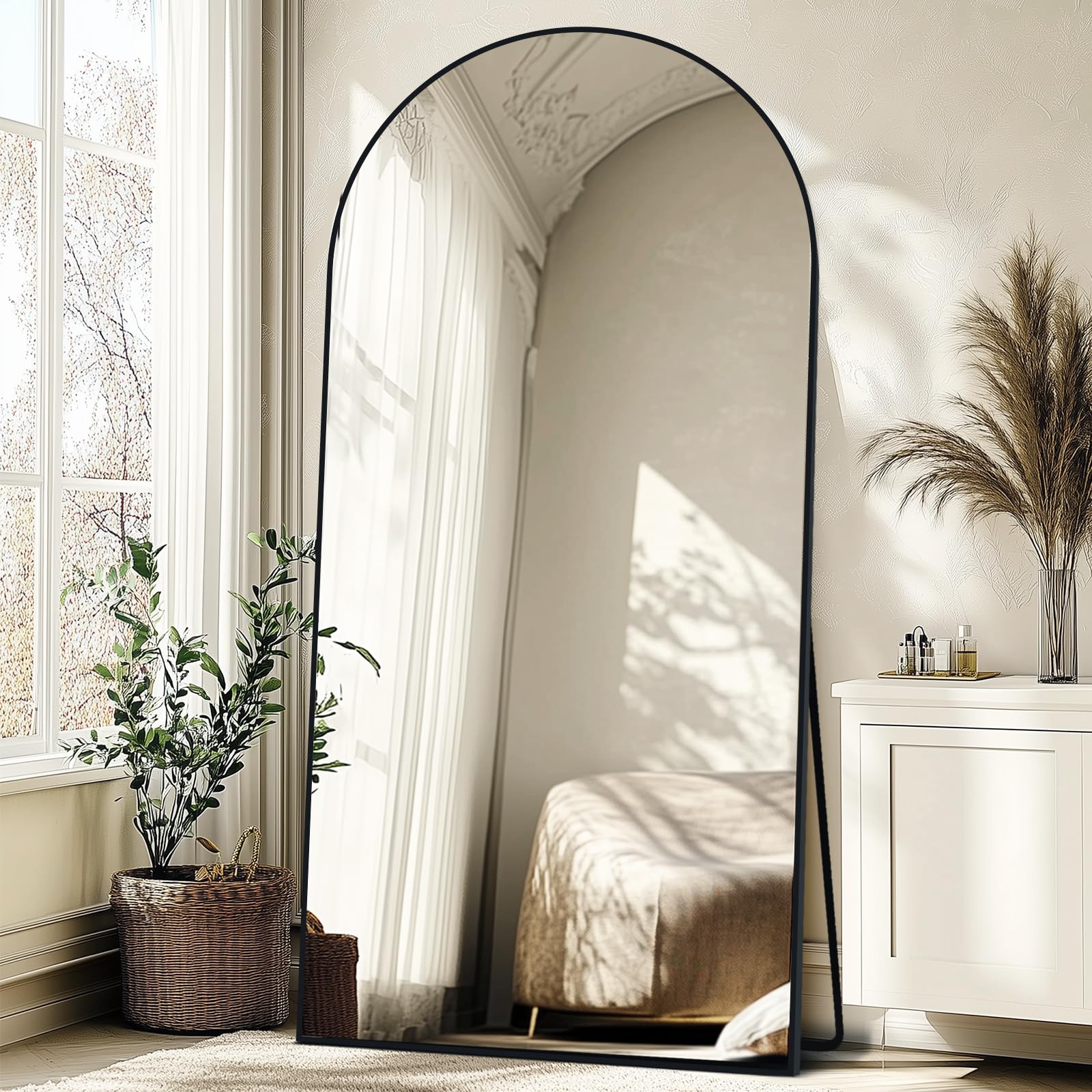 Photo 1 of ** NEW ** ABSWHLM Oversized Full Length Mirror 81x41 Inch - Wall Mounted or Standing Floor Mirror with Aluminum Alloy Frame, Shatterproof Tempered Glass - Modern Mirror for Bedroom, Living Room, Closet, Black