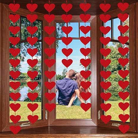 Partyprops 72 Red Hearts Felt Garland No Diy Valentines Day