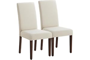 VASAGLE Dining Chairs, Parsons Chairs with High Back, for Dining Room Kitchen, Set of 2, Thick Seat, 58 x 48 x 100 cm, Cream 