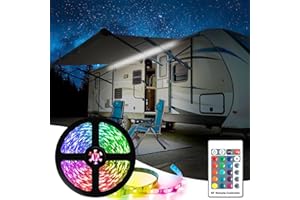 EXCELFU RV Awning Lights,Camper RV Awning LED Light Strip,12v 20FT Exterior LED Awning Lights for RV Canopy Motorhome Travel Trailer,Waterproof RV Exterior Underglow Light Strip for Lighting Party,12v DC,RGB