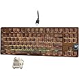 Womier Retro Wired TKL Mechanical Keyboard with Volume Wheel,75% Percent RGB Backlit Gaming Keyboard,Hot Swappable with PBT keycaps,Pre-lubed Stabilizer for Mac/Win,Wood Pattern Theme