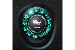 Blinglife Bling Car Accessories for Wowen,Car Engine Start Stop Button Cover, Shiny Crystal Rhinestone Cover Protection Ring(Gem Green)