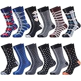 12 Pack Dress Socks for Men- Fancy Argyle and Classic Pattern Dress Socks