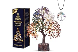 ABHISUBYA 7 Chakra Tree, Crystal Décor Tree of Life, Feng Shui Tree for Fortune, Spiritual Gifts Money Tree, Crystal Tree for Positive Energy, Feng Shui Tree, Crystal Tree, Tree of Life Chakra