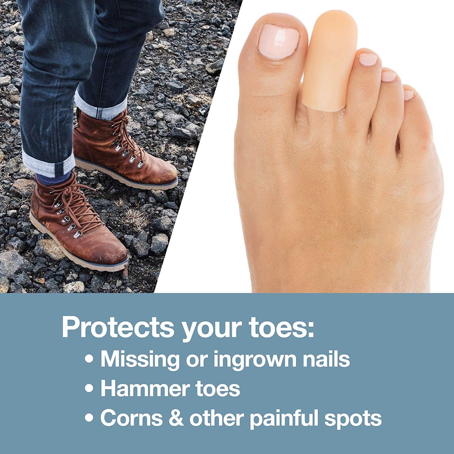 ZenToes 6 Pack Gel Toe Cap and Protector - Cushions and Protects to Provide Relief from Missing or Ingrown Toenails, Corns, Blisters, Hammer Toes (Small, Beige): Health & Personal Care