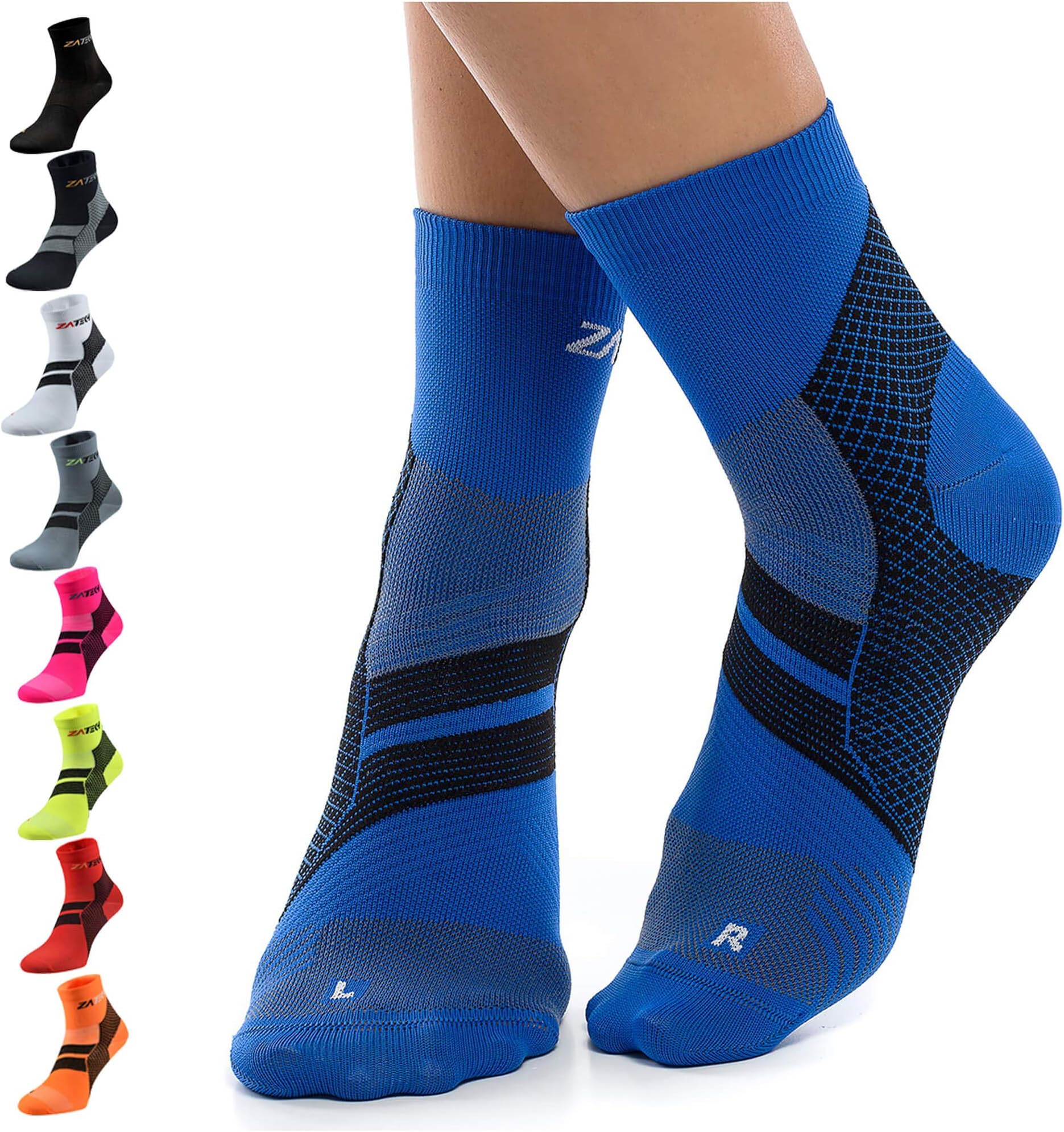 ZaTech Plantar Fasciitis Socks, Ankle Compression & Arch Support Socks, Seamless