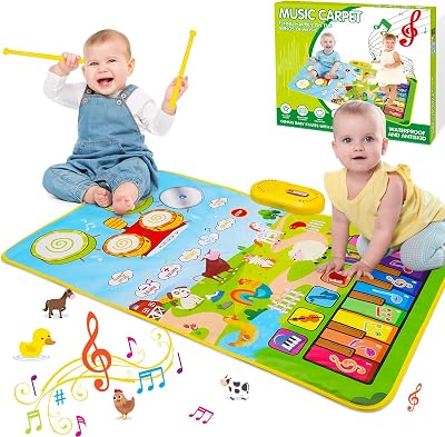 HappyGoLucky 3 in 1 Musical Mat for 1 2 Year Old Boys 19 Sounds Recording