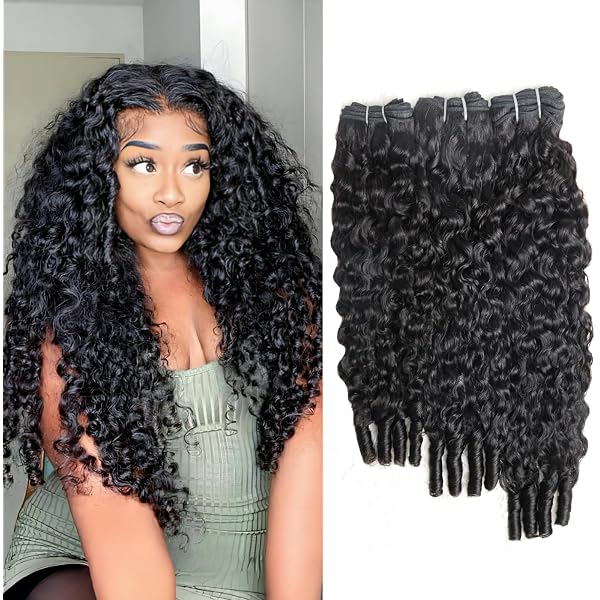 Amazon.com : PNKHB Burmese Curly Bundles Human Hair 18 20 22  display picture 2