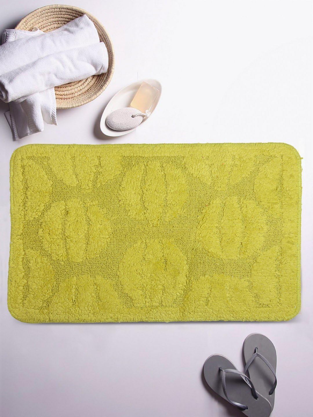 Lushomes Ultra Soft Cotton Fluorescent Green Medium Bath Mat