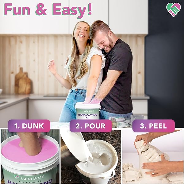LUNA BEAN HAND CASTING KIT – THE ORIGINAL HAND MOLD KIT FOR COUPLES – GIFTS FOR DAD FATHERS DAY, BRIDAL SHOWER, WEDDING, ENGAGEMENT, GIFTS FOR HER ANNIVERSARY FOR MEN WIFE HUSBAND BOYFRIEND GIRLFRIEND