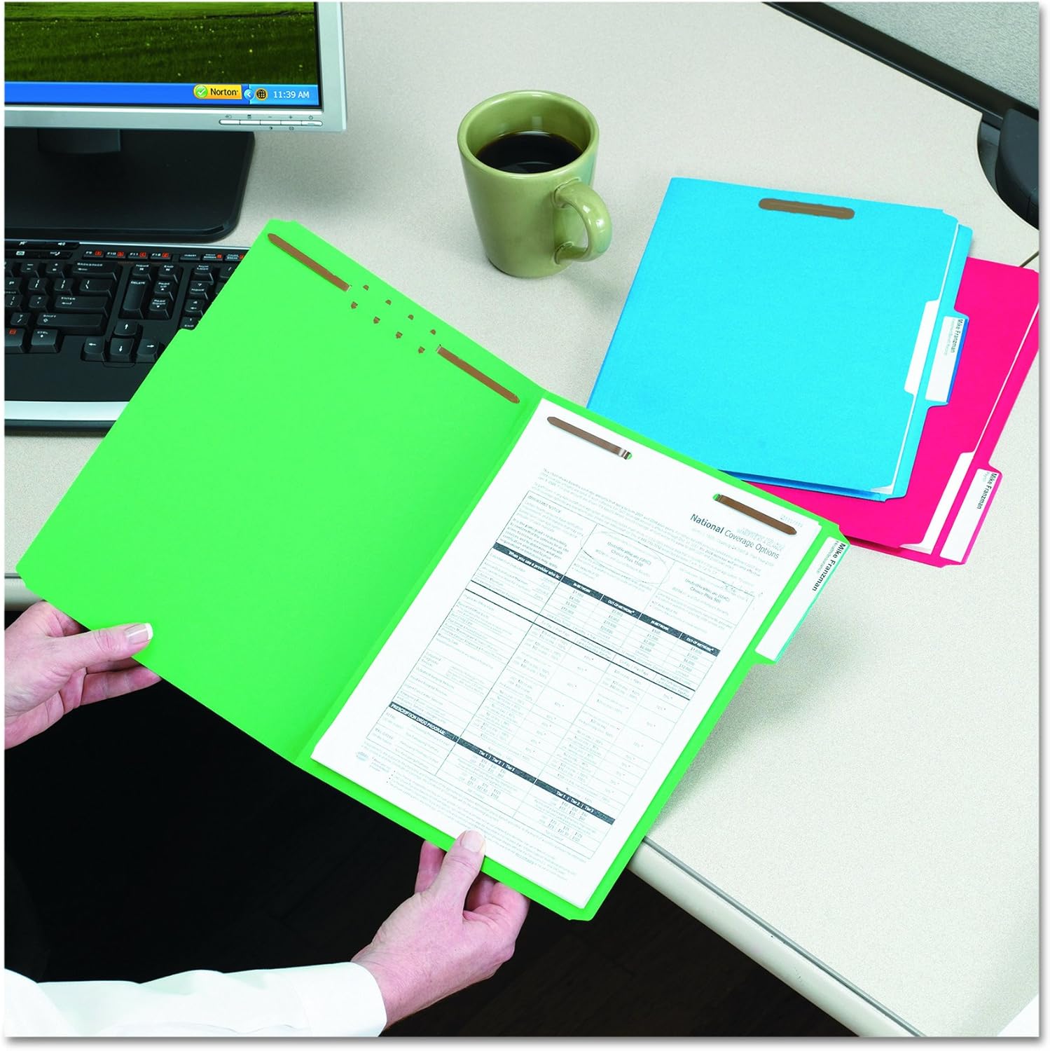 Smead Fastener File Folder, 2 Fasteners, Reinforced 1/3-cut Tab, Letter Size, Assorted Colors, 50 Per Box (11975) : Colored File Folders : Office Products