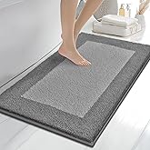 anllugs Bathroom Rugs 24" x 36", Non-Slip Extra Soft Absorbent Bath Rugs, Machine Washable Quick Dry Bath Mats for Bathroom Floor, Shower, Bathtub and Sink, Grey & Dark Grey