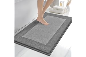 ANLLUGS Bathroom Rugs 24" x 36", Non-Slip Extra Soft Absorbent Bath Rugs, Machine Washable Quick Dry Bath Mats for Bathroom Floor, Shower, Bathtub and Sink, Grey & Dark Grey