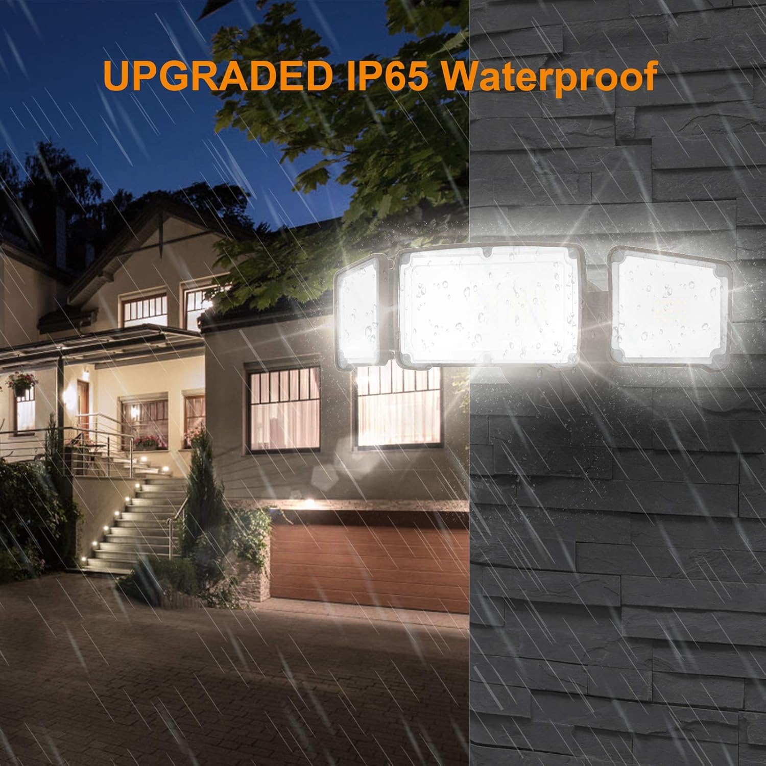 LEPOWER 3500LM LED Flood Light Outdoor, 35W Superior Bright Outdoor Flood Light Fixture, Switch Controlled LED Security Light, 3 Adjustable Heads, ETL Listed, 5500K, IP65 Waterproof for Garage, Yard: Home Improvement