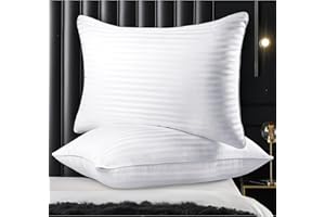 Qnoon Pillows Queen Size Set of 2, Hotel Collection Bed Pillows for Sleeping, Gusseted Pillow for Back, Stomach or Side Sleepers(Pure White)