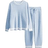 Wyeysyt Fleece Pajamas Women Warm Fuzzy Pjs Sets 2 Peice Fluffy Lounge Sets Long Sleeve Pullover Pants Comfy Sleepwear