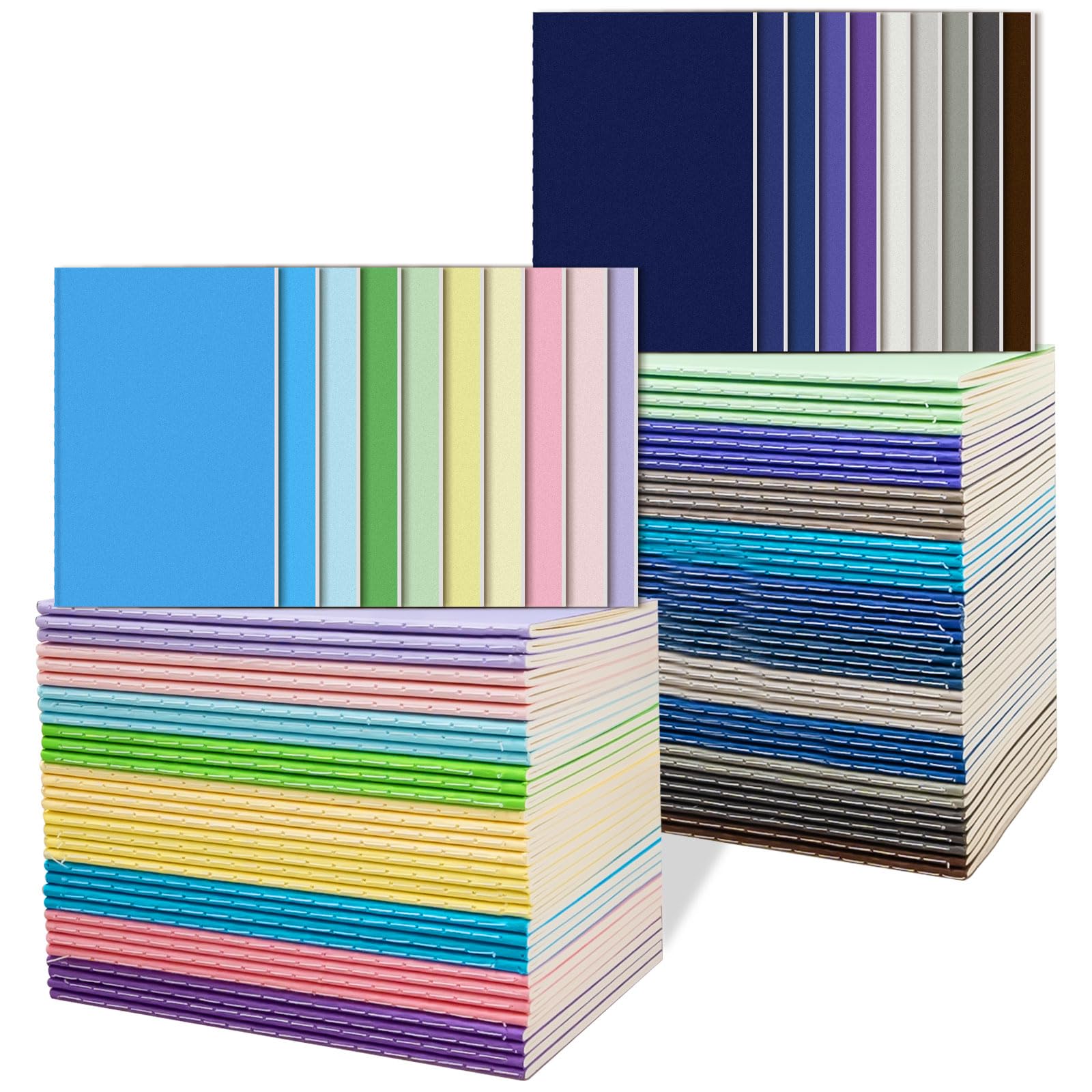 Xaztr 100 Pack Small Notebooks Bulk, Mini Pocket Notebooks Journal Memo Notepad Lined Notebook for Travel School Office Writing, 48 Lined Pages/24 Sheets (20 Colors, 3.5x5.5 Inch)