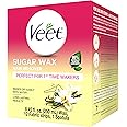 VEET Sugar Wax Hair Remover - Perfect for First Time Waxers - Contains 12 Fabric Strips & 1 Spatula with a Temperature Indicator 8.45 Ounce (Pack of 1)