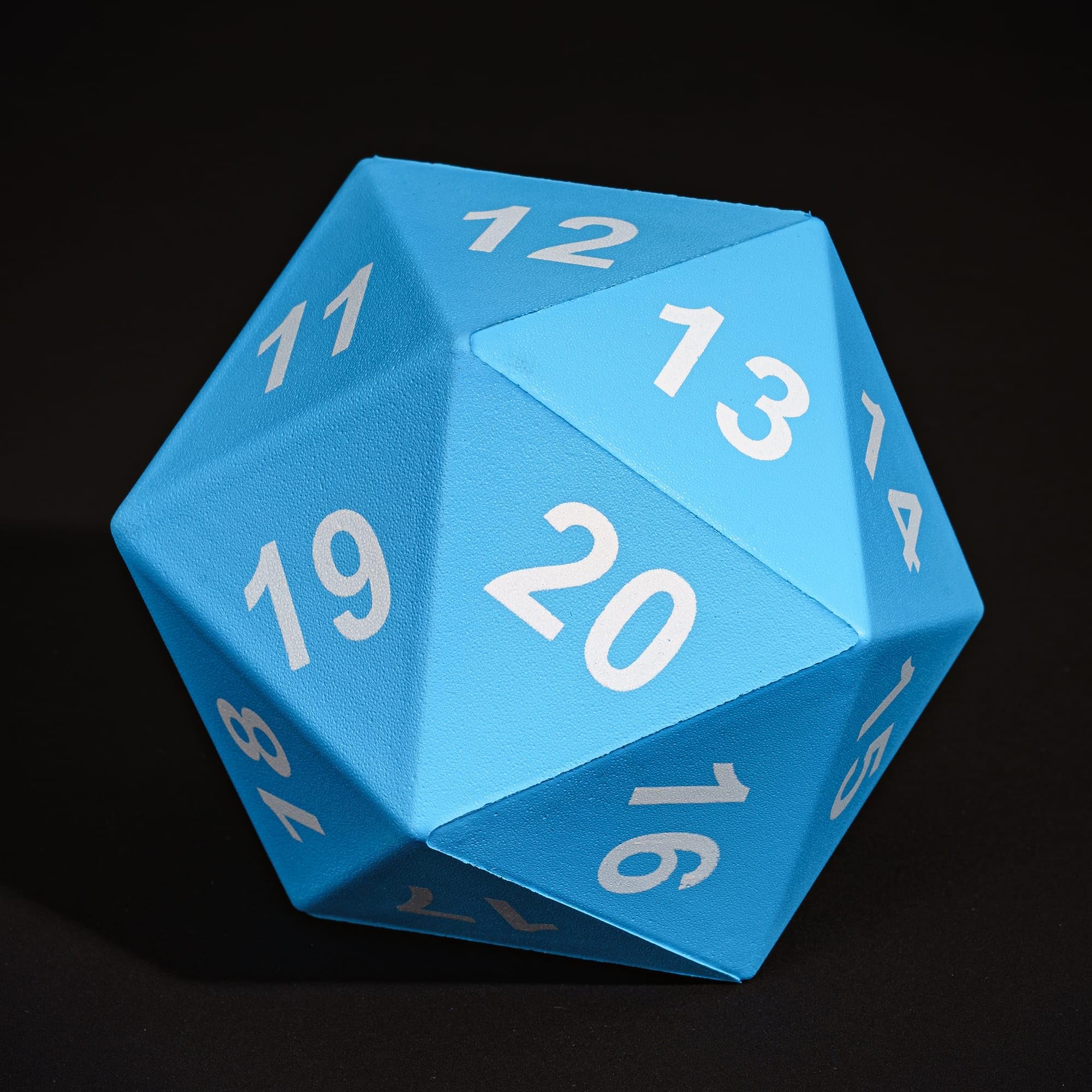 cusdie 80mm Large 20-Sided Foam Dice - Stress Relief D20 DND Dice for Tabletop Games with Drawstring Storage Bag(Blue w/White Numbers)