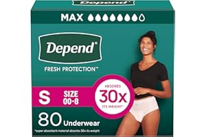Depend Fresh Protection Adult Diapers, Incontinence & Postpartum Bladder Leak Underwear for Women, Disposable, Maximum, Small, Blush, 80 Count (2 Packs of 40), Packaging May Vary