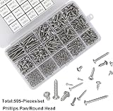 FandWay 304 Stainless Steel Self-Tapping Screws Set M2 M3 M4 Assortment 595Pcs view 2