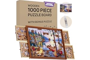 JoyBerri Jigsaw Puzzle Board - with Free Puzzle / 1000 Piece Jigsaw Puzzle Table for Adults and Kids (1000 pc Puzzle Board)