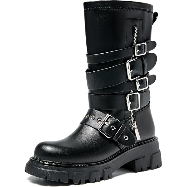 Amazon.com | New Rock Newrock 272 Metallic Black Goth Knee High