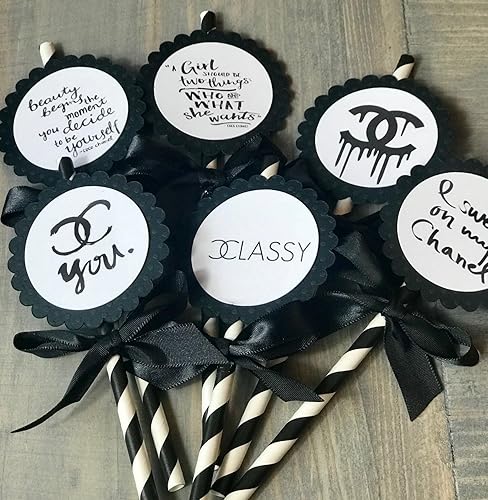 Cupcake Toppers Dessert Toppers Black White Stripe Straws Set Of 6 Bridal Shower Sweet Sixteen Party Birthday Toppers Baby Shower Cupcake Toppers Dessert Toppers Black White Stripe Straws Set Of 6 Bridal Shower Sweet Sixteen Party Birthday Toppers Baby Shower