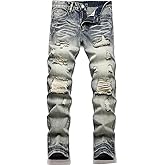 AITITIA Men's Ripped Regular Fit Jeans