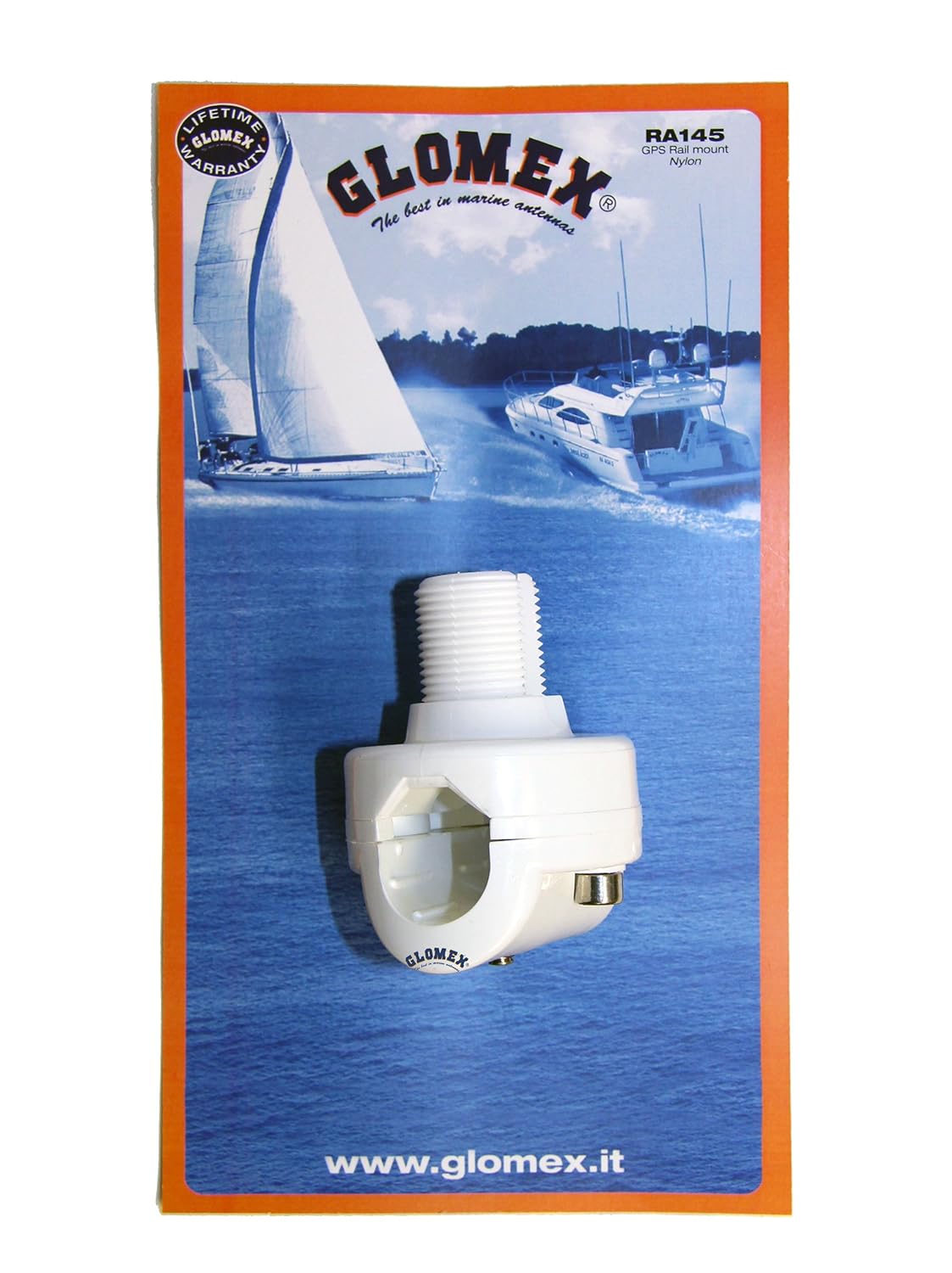 SUPPORT en NYLON RENFORCÉE pour ANTENNES GPS par exemple pour Evermore  SA-320 SA-920 Marine GPS GLOMEX RA145 BALCON HORIZONTALE FILETAGE standard  22-25mm 1 X14 High-Tech Antennes