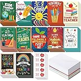 Fuyoooo 120 Sets 4 x 6 Teacher Appreciation Cards Thank You Notes Cards with Envelopes and Stickers from Student for End of School Year Day Care Preschool Elementary School Teachers' Day(Classic)