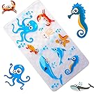 WARRAH NONE-SLIP Tub Kids Bath Mat - Premium Square Anti-Slip Shower Mat,Cool Slip Resistant Bathroom Floor Bathtub Mats for Babies,Children,Toddler (Blue Octopus)