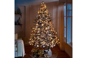 Ginebra 7.5ft Snow Flocked Christmas Tree Prelit with 3266 Branch Tips, 650 Warm Lights and Metal Stand, 59" Wide Realistic Snowy Frosted Christmas Tree with Lights by Naomi Home