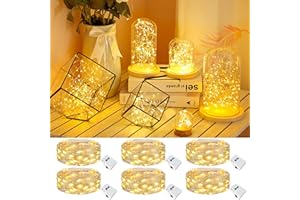 kolpop 6 Pack LED Fairy Lights Battery Operated, Mini Twinkle String Lights Battery Powered Waterproof for Christmas Mason Jars Party